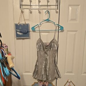 Dolled Up Silver Lace Camisole Top